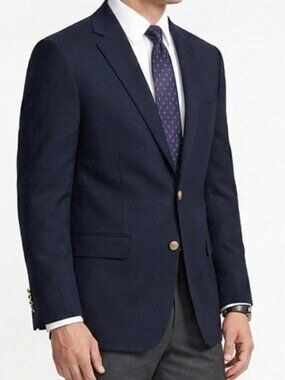 Vintage BROOKS BROTHERS Brooksease Navy Blue Wool Blazer Jacket Sz 46 Reg